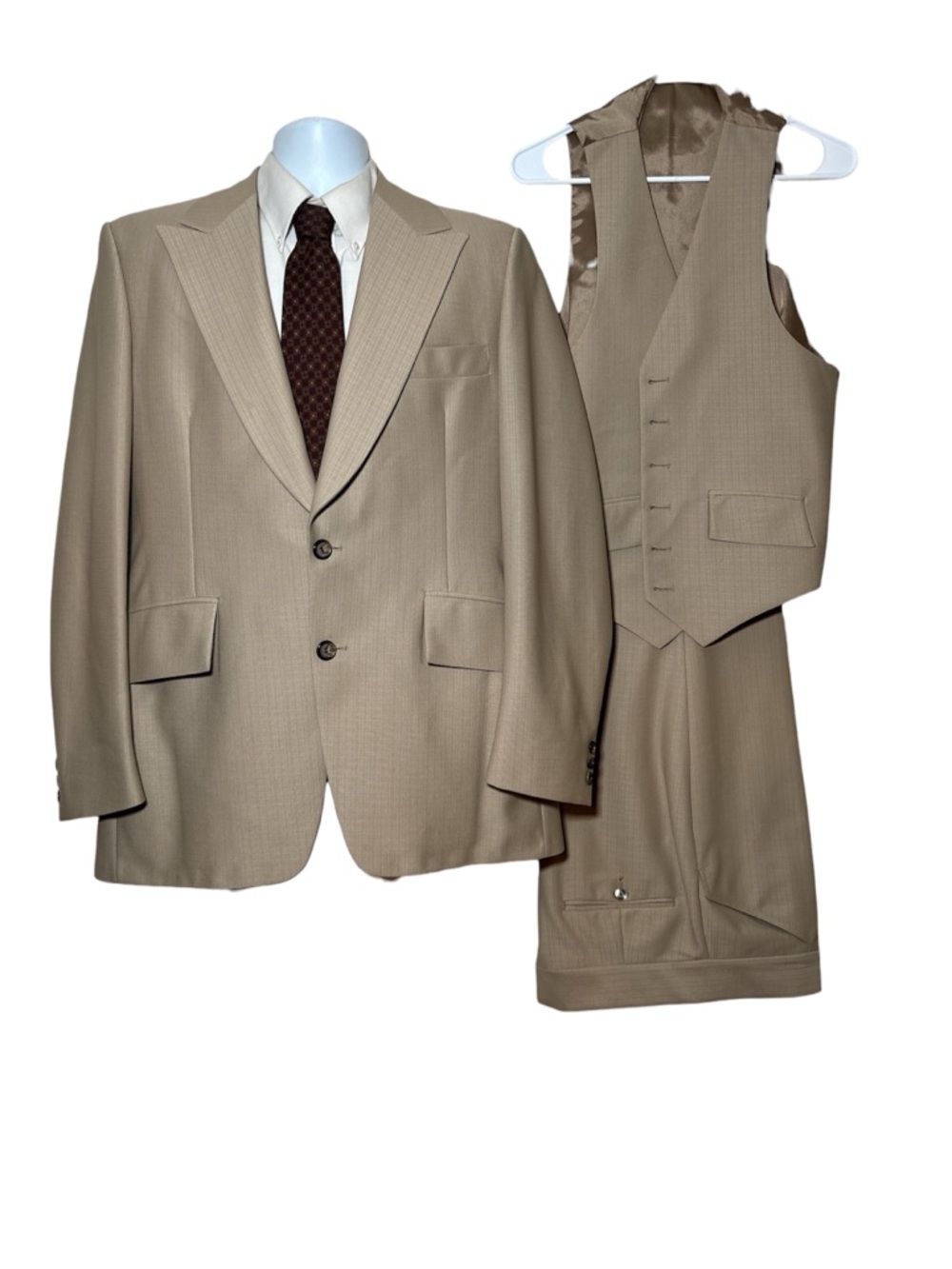 Vintage Men's Three-Piece Suit in Light Tan